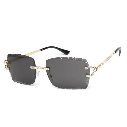 Rimless Square Vintage Diamond Sunglasses