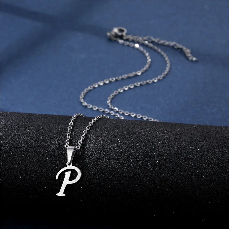 Letter Stainless Steel Letter Glossy Choker Necklaces