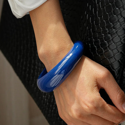 Geometric Blue Acrylic Resin Bangles Exaggeration Punk Cuff Wide Bangles Bracelets
