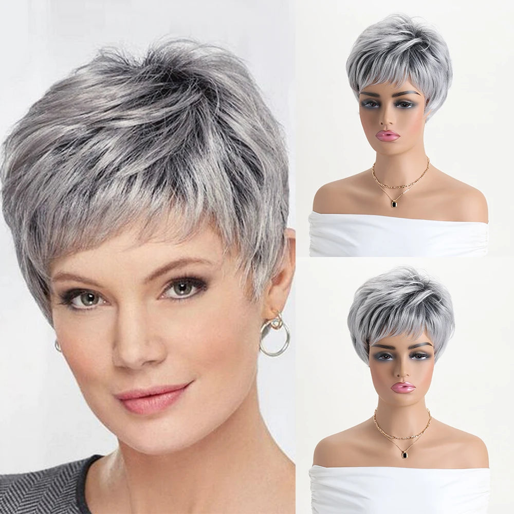 Short Natural Wigs with Bangs Soft  Hair Wig