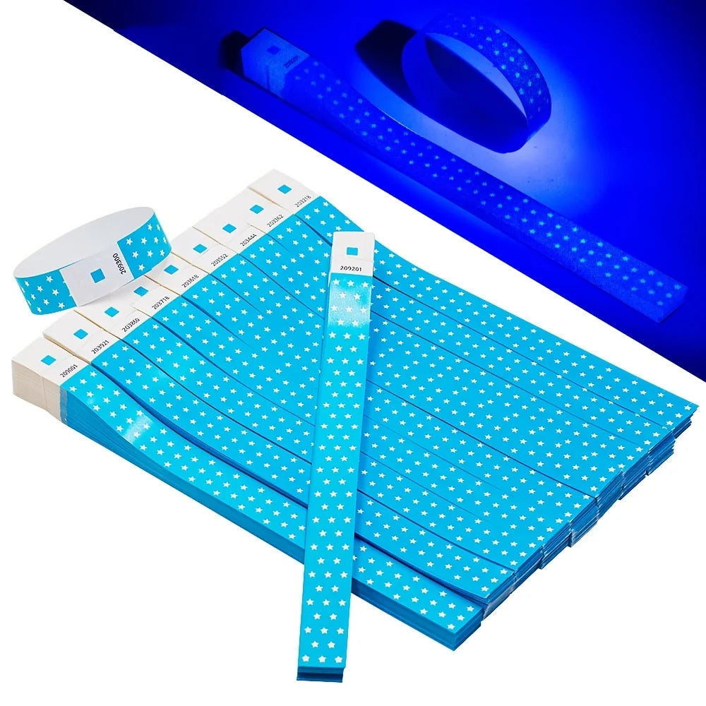 100/500pcs Fluorescent Paper Wristbands
