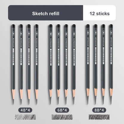 2H HB B 2B 3B 4B 5B 6B 7B 8B 12B 14B Sketch Drawing Graphite Charcoal Pencils Set