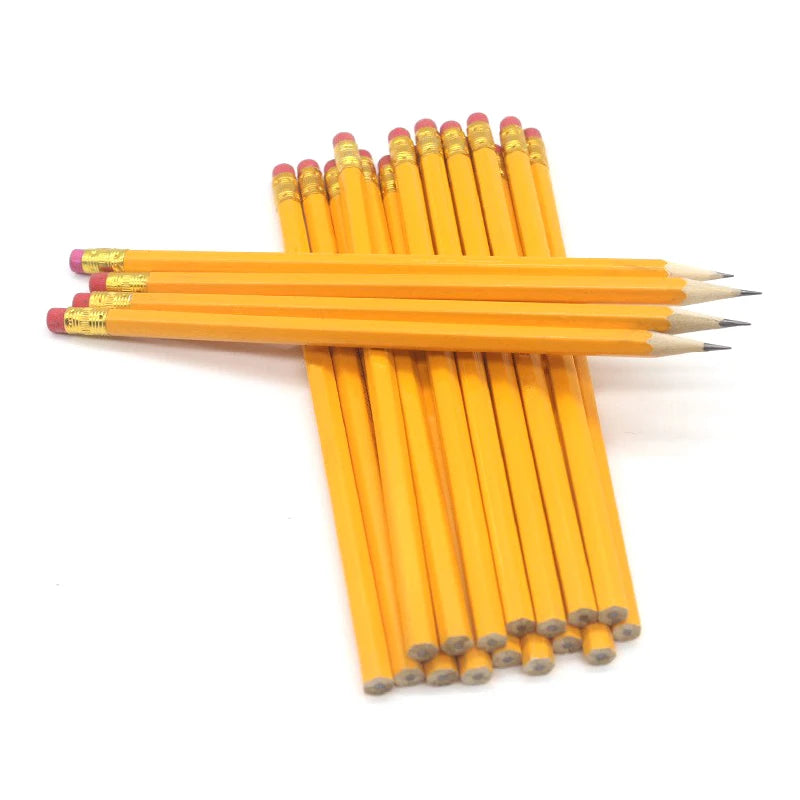 50/30/10 Pcs Yellow Bulk Wood Pencils with Erasers HB Pencil