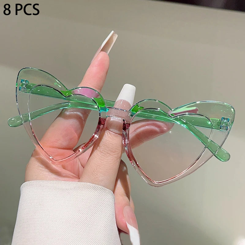 8 Pcs Per Set Cute Heart Shaped Sunglasses