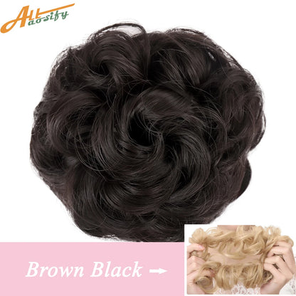 Natural Curly Messy Bun Hair Wigs