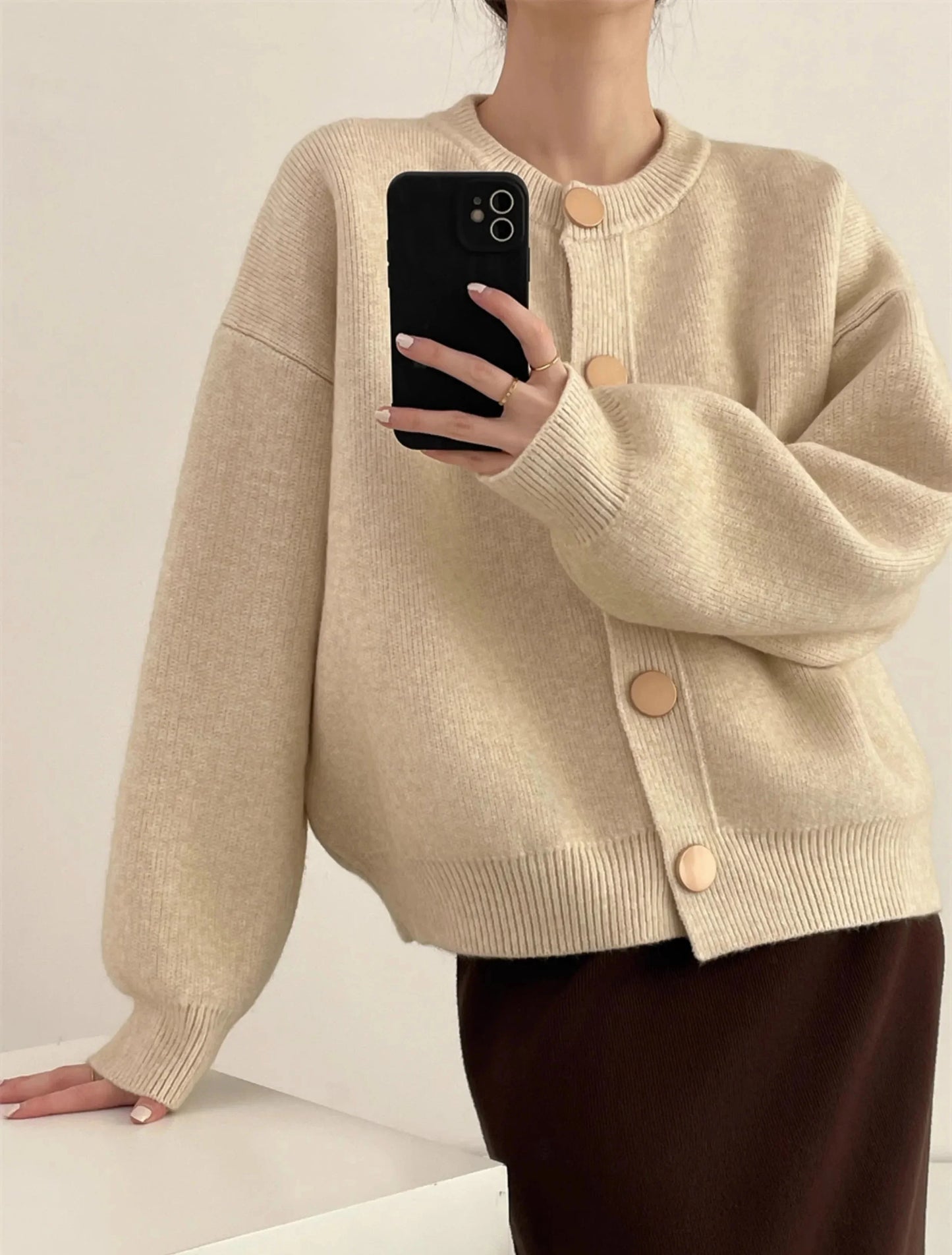 O-neck Loose Cardigans Single Breasted Sweaters