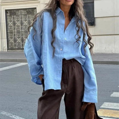 Elegant Long Sleeve Cotton Blouse