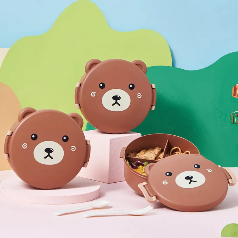 Cute Bear Lunch Box With Compartments Lunch Food Container