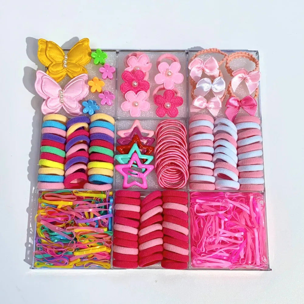 Bow High Elastic Hair Accessories Set No Hurt Hair Colorful Girls Hair Bands