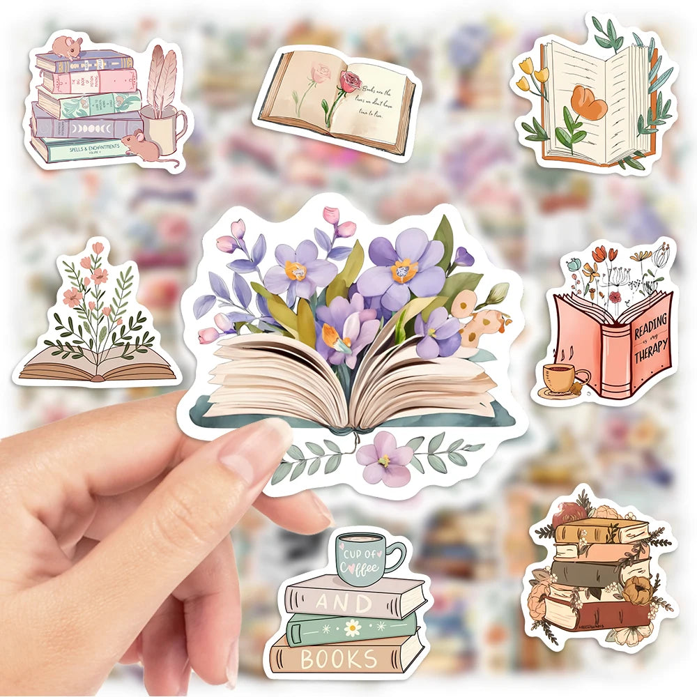 Watercolor Book with Flower Aesthetic Stickers Waterproof