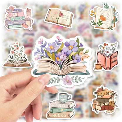 Watercolor Book with Flower Aesthetic Stickers Waterproof