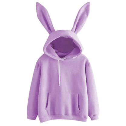 Hooded rabbit hoodie loose casual top coat