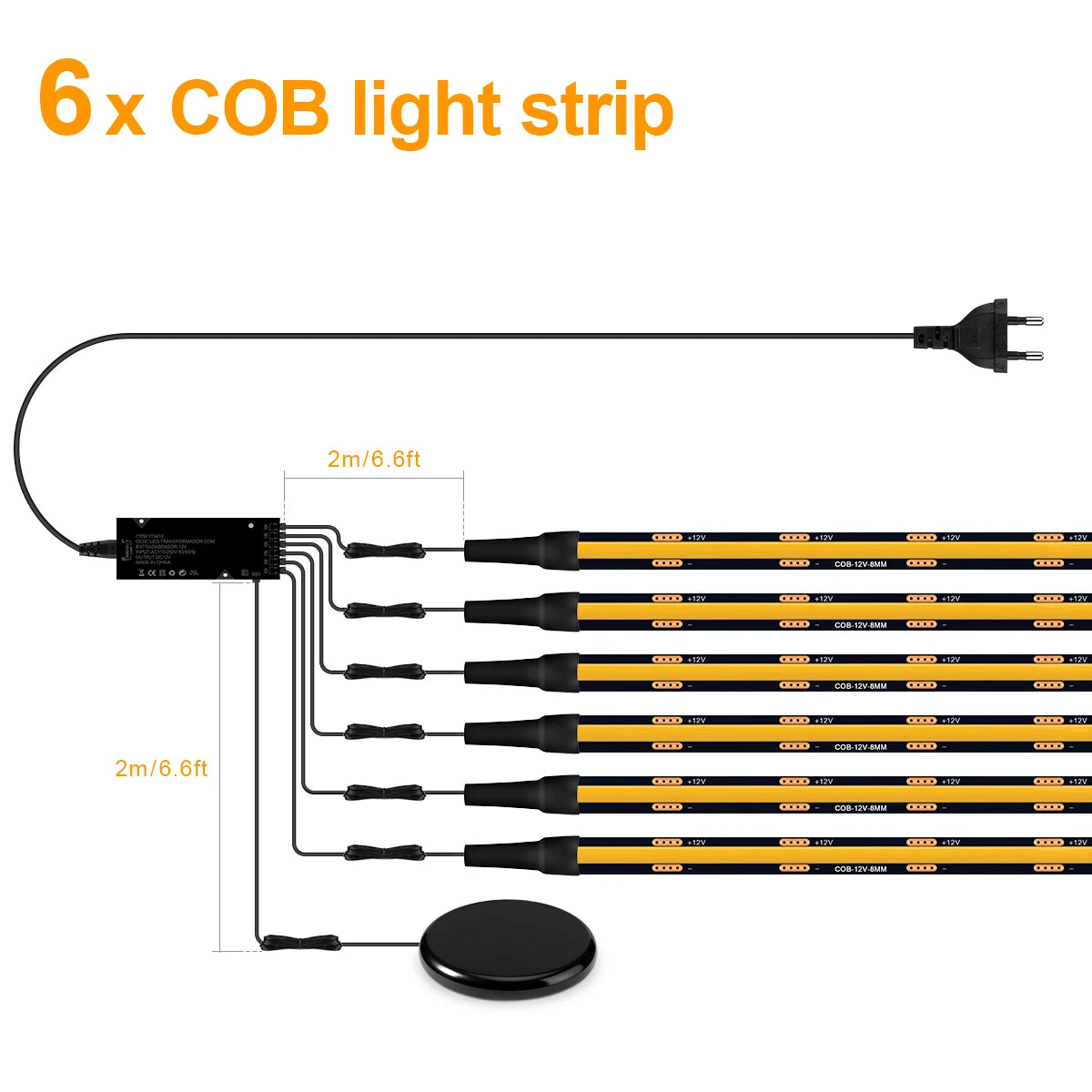 Black PCB FCOB Self-Adhesive COB LED Light Strip