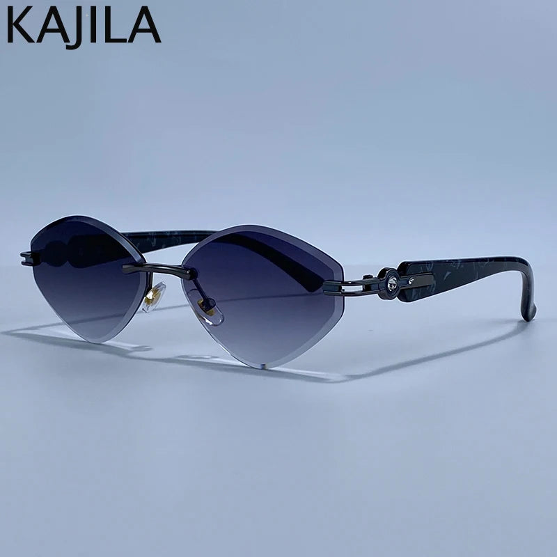 Small Frame Hexagon Rimless Sunglasses
