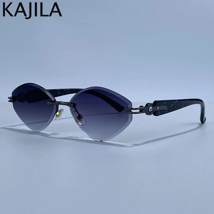 Small Frame Hexagon Rimless Sunglasses