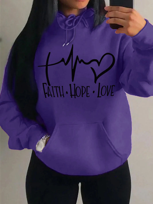 Faith Hope Love Letter Graphic Fleece Pullover