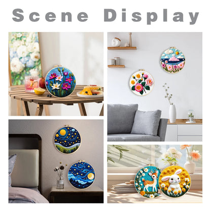 Waterfall Landscape Wool Felting Painting Frame DIY Wool Embroidery Kit
