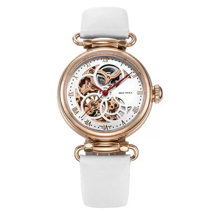 Leather Strap Waterproof Skeleton Automatic Mechanical Watch Necklace Set 6002L Series