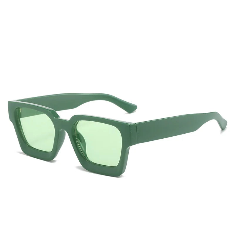 Square Luxury Retro Green Brand Designer Sun Glasses