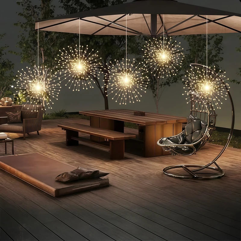 4/5pcs Solar Hanging Firework Lights for Eaves Solar Powered with Light Sensor Control