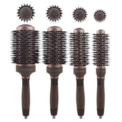 Ceramic Round Barrel Hair Curling Brush Anti Static Round Rolling Brush