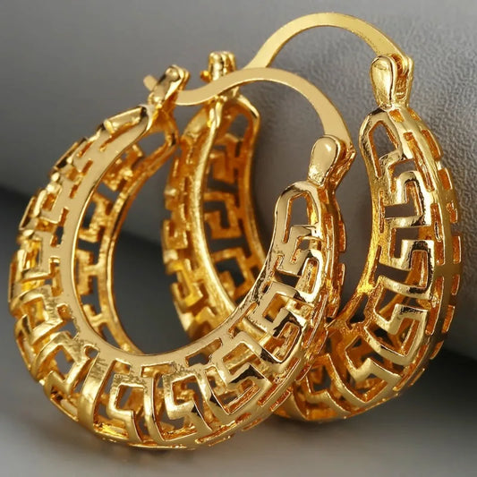 Oval Hollow Out Metal Hoop Earrings