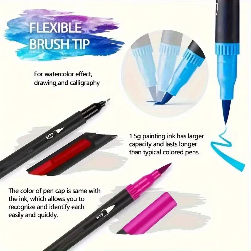 Vibrant Double Ended Watercolor Markers Art Set