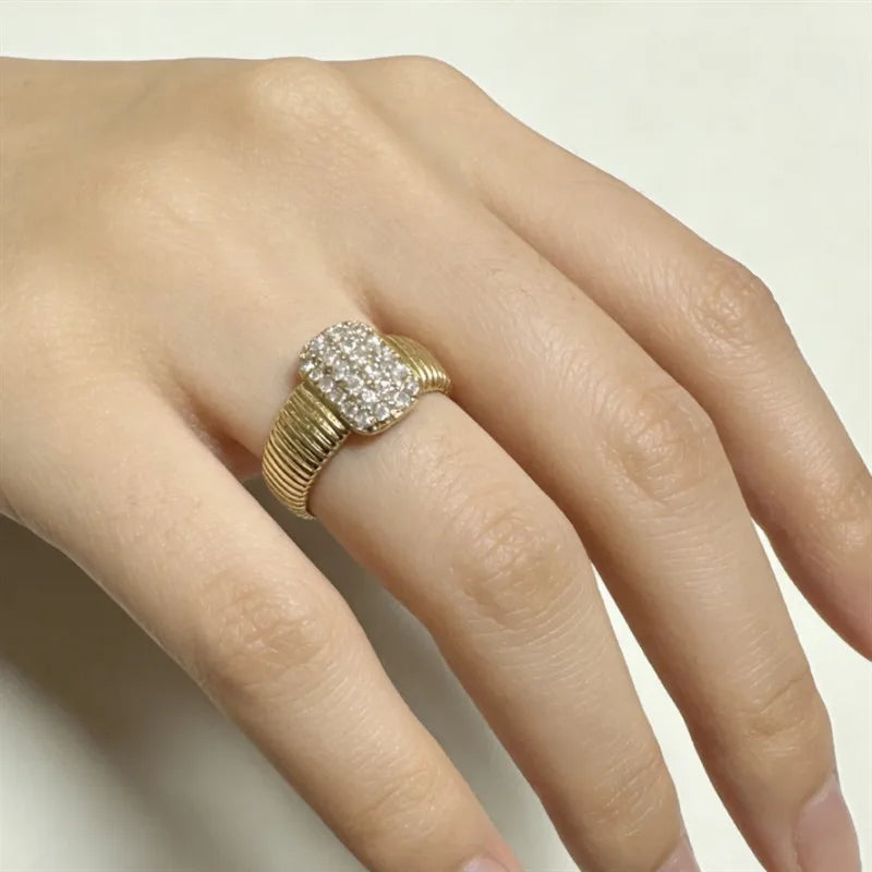 Huitan Bright Cubic Zirconia Gold Bridal Rings