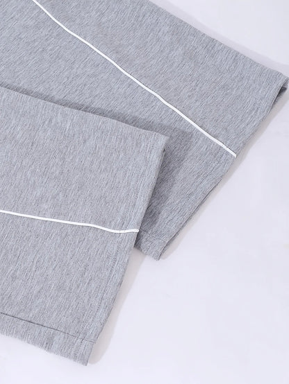 Contrast Line Drawstring Waist Baggy Wide Leg Casual Sport Sweatpants