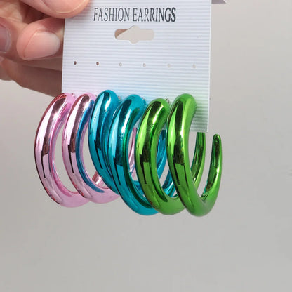 FishSheep Trendy Acrylic Geometric Circle Hoop Earrings Set