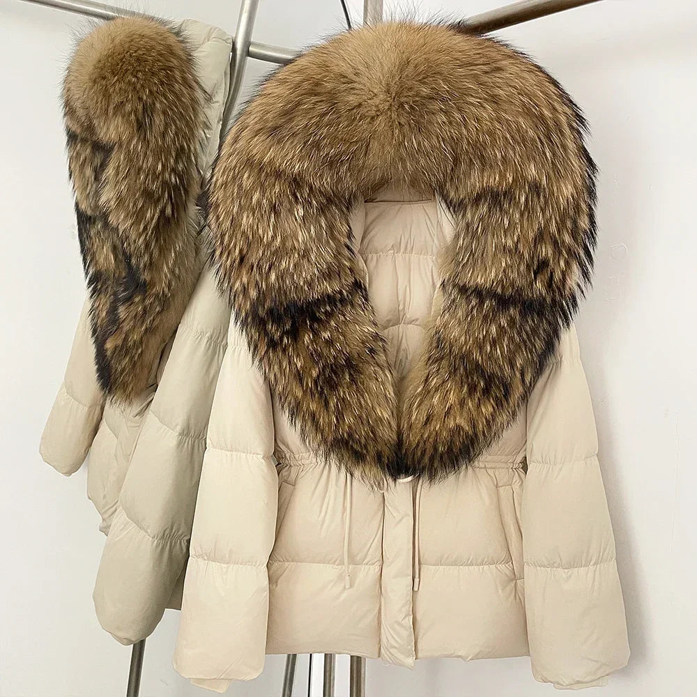 Real Fox Fur Puffer Jacket Coat