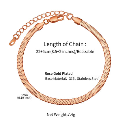 U7 Ankle Cuban Link Snake Figaro Bracelets