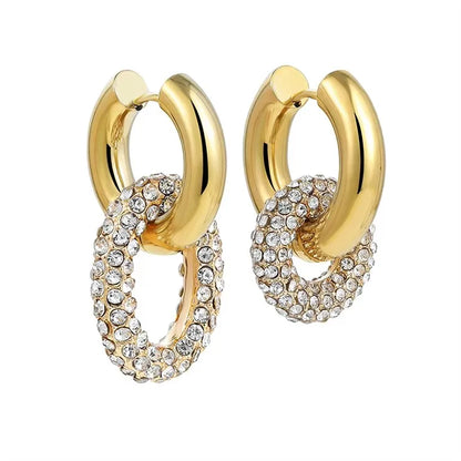 Zircon Circle Geometric U Shape Hoops Earring