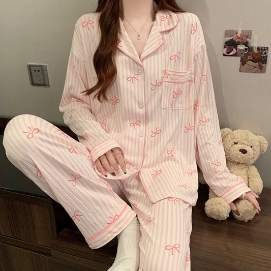 Fall Long-Sleeved Casual Pajamas Set
