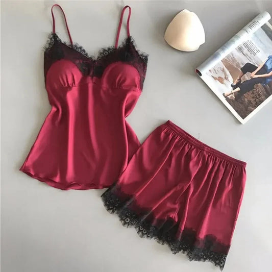Lace Sexy Sleep Shorts Sleepwear Pyjamas Set