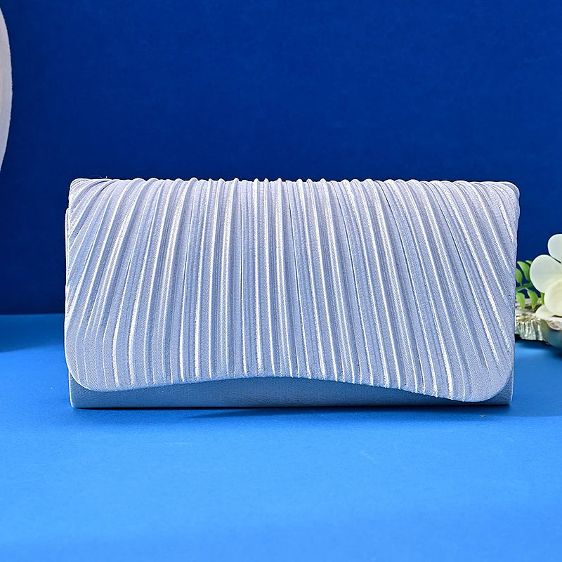 Satin clutch Small square Metal chain shoulder bag