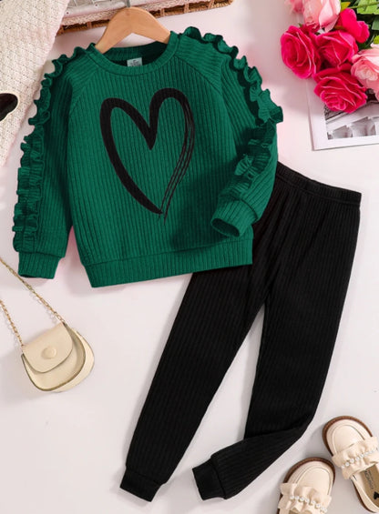Spring and Autumn sports cartoon heart printed Set