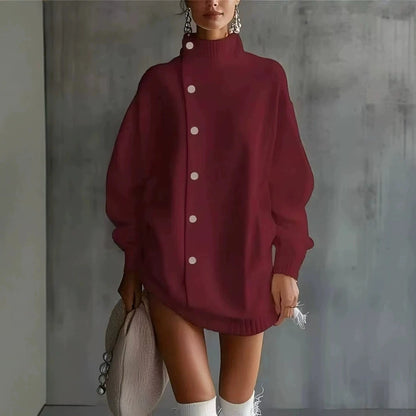 Autumn Winter Turtleneck Knit Cardigan Loose Sweater