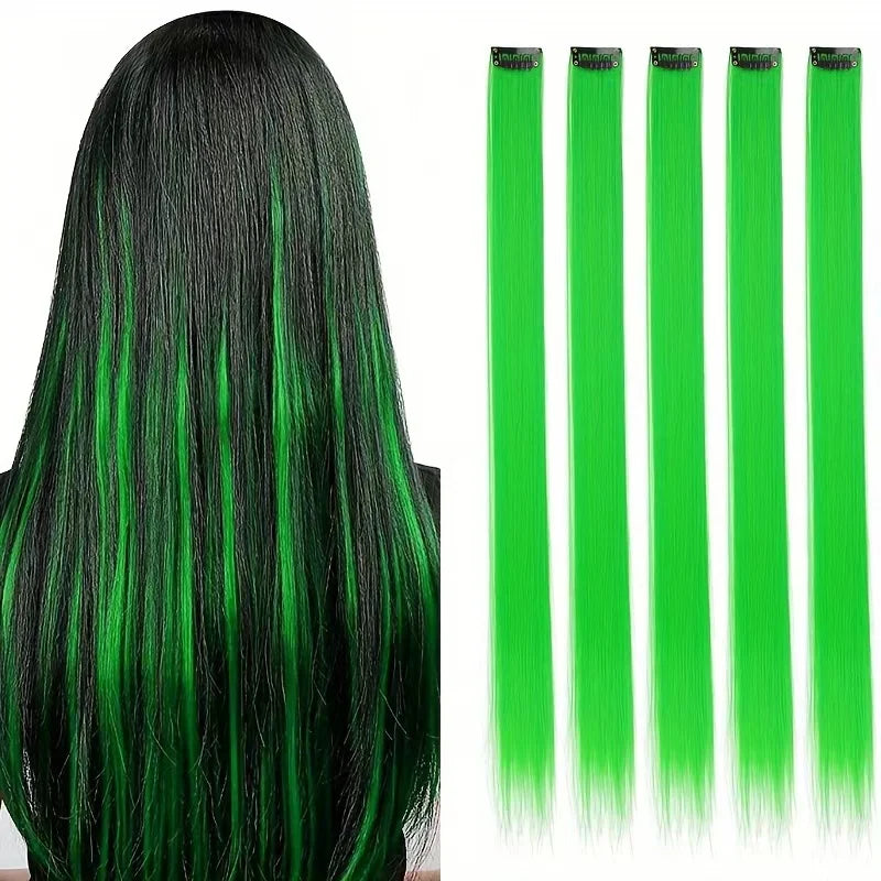 5pcs/Set Long Straight Synthetic Clip-In Hair Extensions