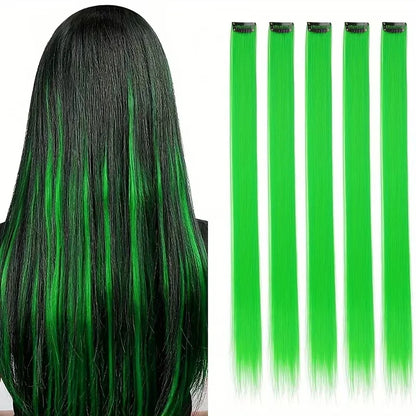 5pcs/Set Long Straight Synthetic Clip-In Hair Extensions