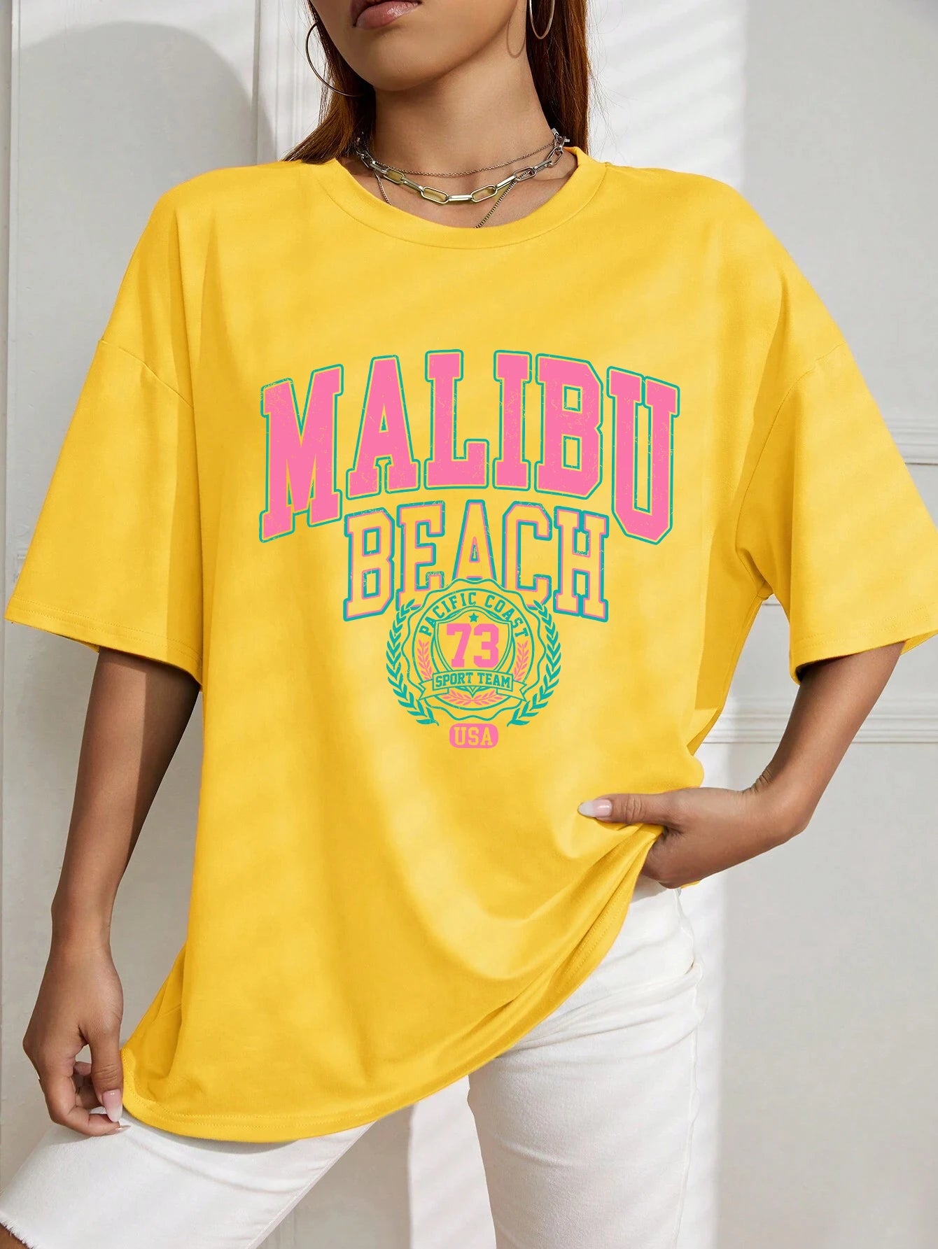 Malibu Beach Letter Street Casual T-shirt