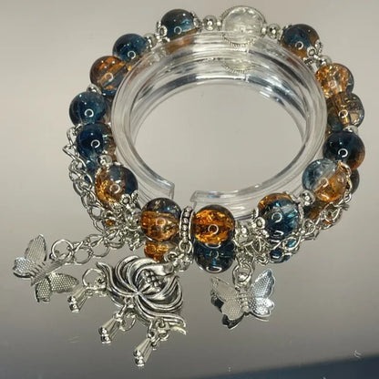 Fairy Butterfly Green Bead Tassels Chain Bracelet