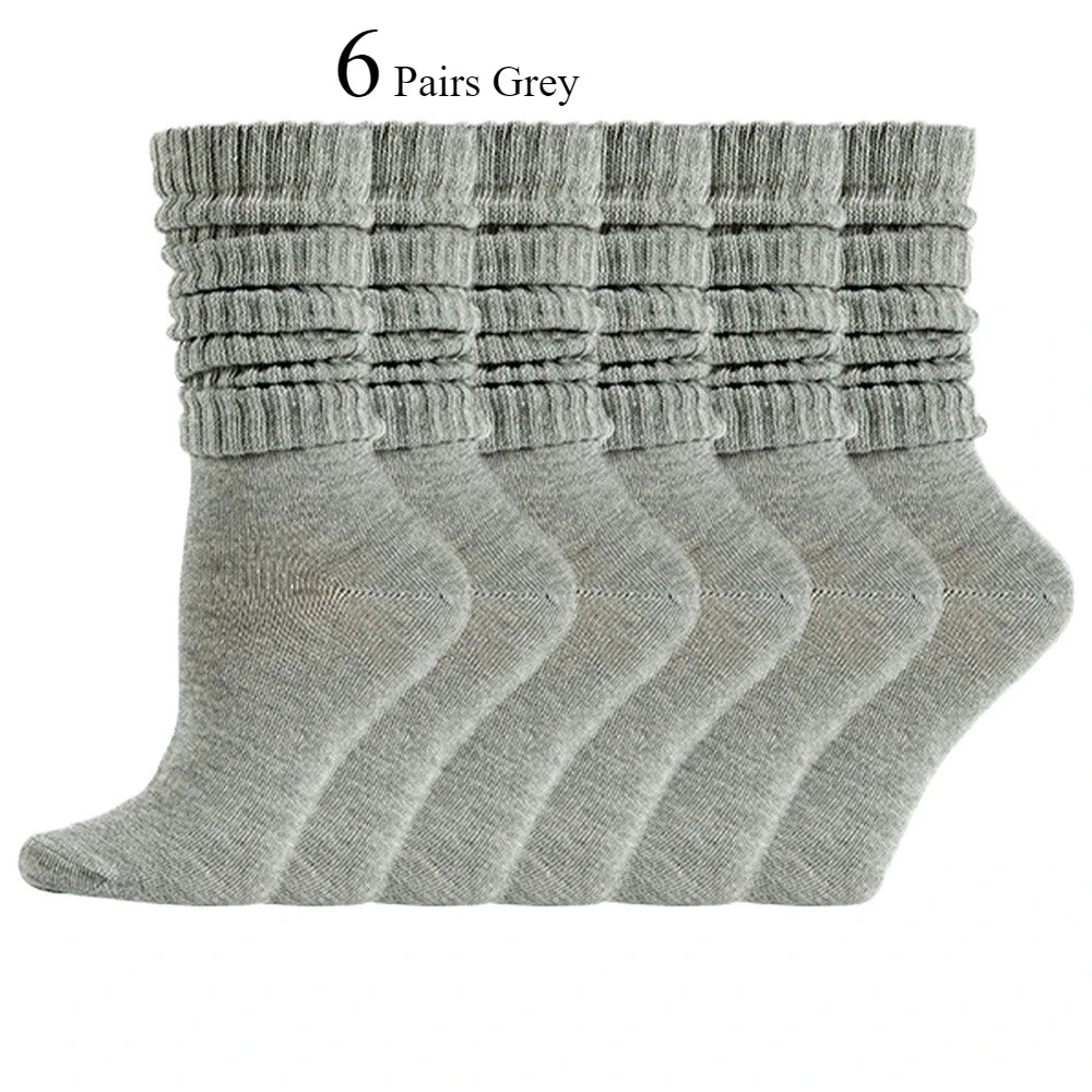 6 Pairs  Mid-Calf Warm Comfortable Casual Stacked Knitted Socks