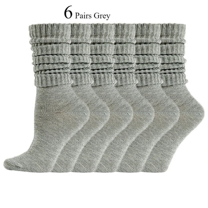 6 Pairs  Mid-Calf Warm Comfortable Casual Stacked Knitted Socks
