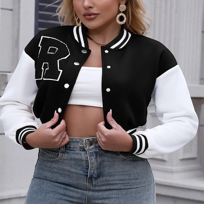Jacket Casual Crop Button Front  Spring Autumn Women Thin Jackets