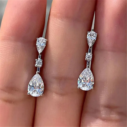 925 Sterling Silver Cubic Zirconia Drop Earrings