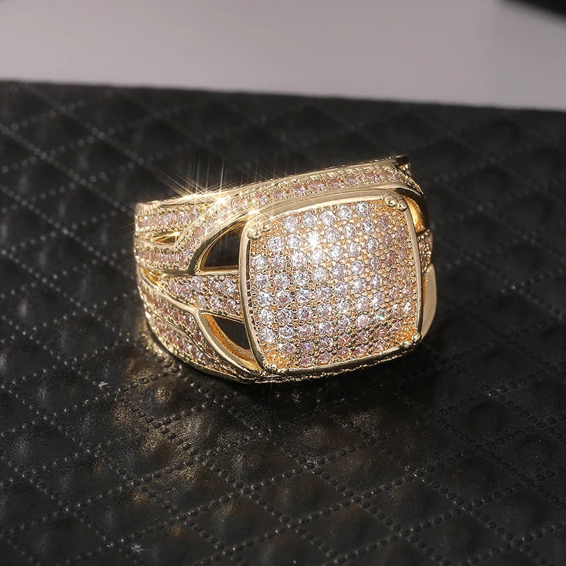 Exquisite Gold Color Inlaid White CZ Women Rings
