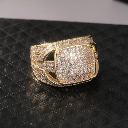 Exquisite Gold Color Inlaid White CZ Women Rings