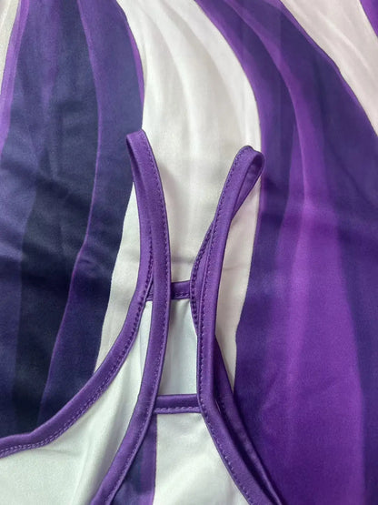 Geometric stripes printed double strap dress