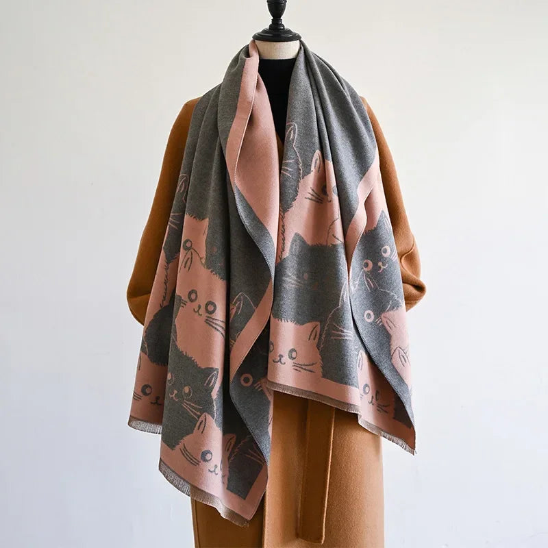 Cute Cat Cashmere Scarf
